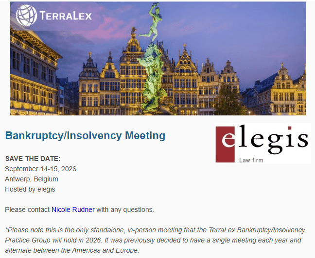 Save the Date: Bankruptcy/Insolvency Practice Group Meeting hosted by elegis (September 14-15, 2026)